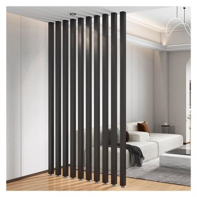 4ft 5ft 6ft 7ft 8ft 10ft High Wood Slat Room Divider Post for Entrance, Adjustable Partition Screen Column Ceiling To Floor, Home/Office/Hotel Hollow Decor Grille, N(Black 10 Pieces-High-83in/211cm