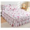 HXQSL Bed Skirt Bedspread, Ruffled Bedspread Sheet, Wrap Around Fitted Sheet, Coverlet, with 2 Pillowcases, for Bedroom All Season, 3pc(H,120x200cm) view 3