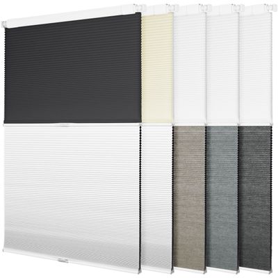 BERISSA Day Night Cellular Blinds Cordless, Double No Drill Honeycomb Shades for Windows, Thermal Insulated Window Shades Easy to Install,69" W x 39" H(Blackout White and Light Filtering Black)