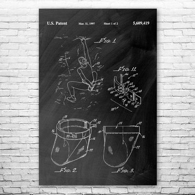 Rock Climbing Chalk Bag Patent Print Poster (24x36) Bouldering Gifts, Gym Decor, Climbing Gifts, Climbing Wall Art, Gifts For Men