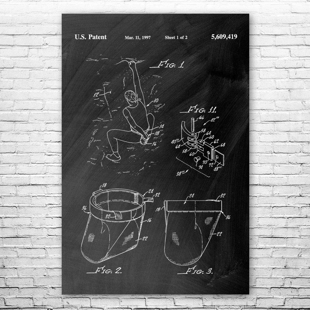 Rock Climbing Chalk Bag Patent Print Poster (24x36) Bouldering Gifts, Gym Decor, Climbing Gifts, Climbing Wall Art, Gifts For Men