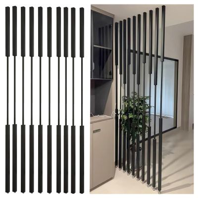 10 Pcs Standing Wall Partition Column, Home Hotel Office Privacy Screens/Room Separation Column Partition Pole for Hotel Entryway, Black Height Adjustable Base(Height 109in/(276.9cm))