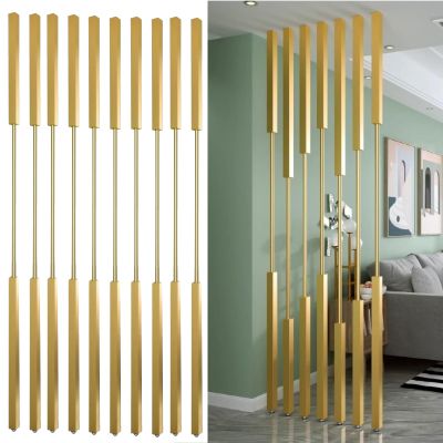 10 Pcs Room Divider Gold Standing Wall Partition Column, Home Hotel Privacy Screens/Room Separation Column Partition Pole for Entryway, Height Adjustable Base(Height 31in/(78.7cm))