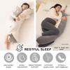 Ailuteie Peallow(Pat. Pend) Long Round Body Pillow for Adults, Bolster Pillow for Sleeping, Soft and Supportive Pillow for Sleeping & Lumbar Support (Gray-White, 47") view 4