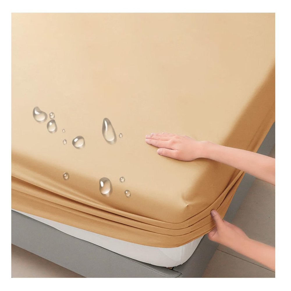 Waterproof Mattress Protector, Fitted Sheet Mattress Topper with Deep Pocket Fitted Up to 11.8", Dirt-Proof Bed Mattress Pad Cover (Beige,Queen:59x79in(150 * 200CM))