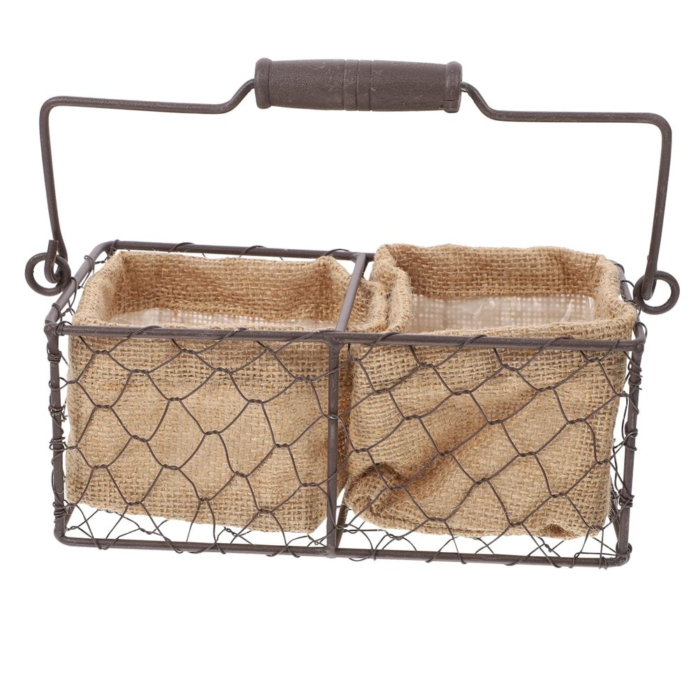 HomeLoft Basics Natural Liner Square Baskets Toushin Double Storage Basket Home Decor Rural Style Versatile Organizer