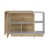 Kitchen Island, Double Door Cabinets, Two External Shelves, Three Shelves, White/Light Oak view 4