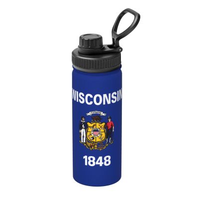 18OZ Wisconsin State Flag stainless steel insulated water bottle, vacuum sports insulated water bottle, suitable for outdoor sports camping gym,