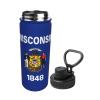 18OZ Wisconsin State Flag stainless steel insulated water bottle, vacuum sports insulated water bottle, suitable for outdoor sports camping gym, view 2