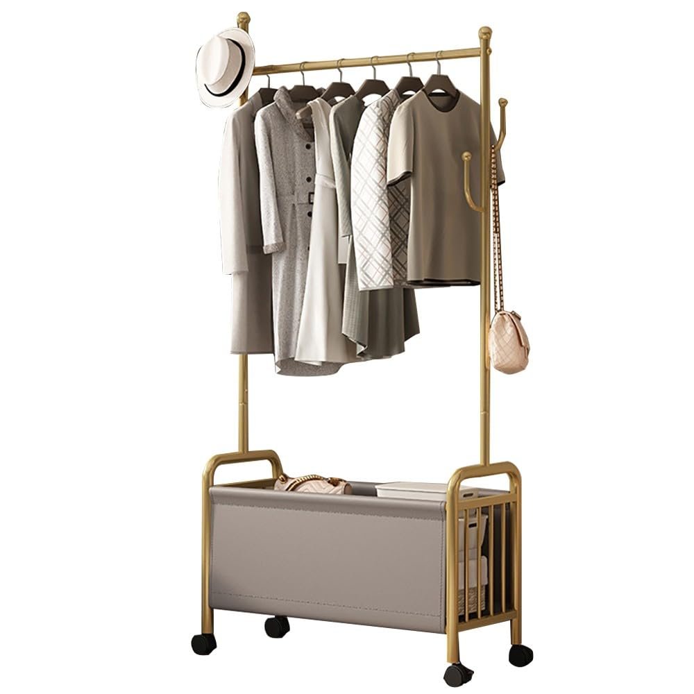 Heavy Duty Metal Coat Rack with Hooks Storage Basket and Industrial Hall Tree Stainless Steel Stand for Entryway Hallway Bedroom Sturdy and Stylish 60/80/100CM Height