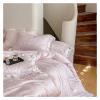 Duvet Cover Sets, Pink Natural Fibre Soft Silky Princess Bedding Set Ruffles Duvet Cover Set Bed Sheet Or Fitted Sheet Pillowcase(B,Fitted King Size 4pcs) view 1