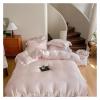 Duvet Cover Sets, Pink Natural Fibre Soft Silky Princess Bedding Set Ruffles Duvet Cover Set Bed Sheet Or Fitted Sheet Pillowcase(B,Fitted King Size 4pcs) view 2