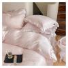 Duvet Cover Sets, Pink Natural Fibre Soft Silky Princess Bedding Set Ruffles Duvet Cover Set Bed Sheet Or Fitted Sheet Pillowcase(B,Fitted King Size 4pcs) view 3