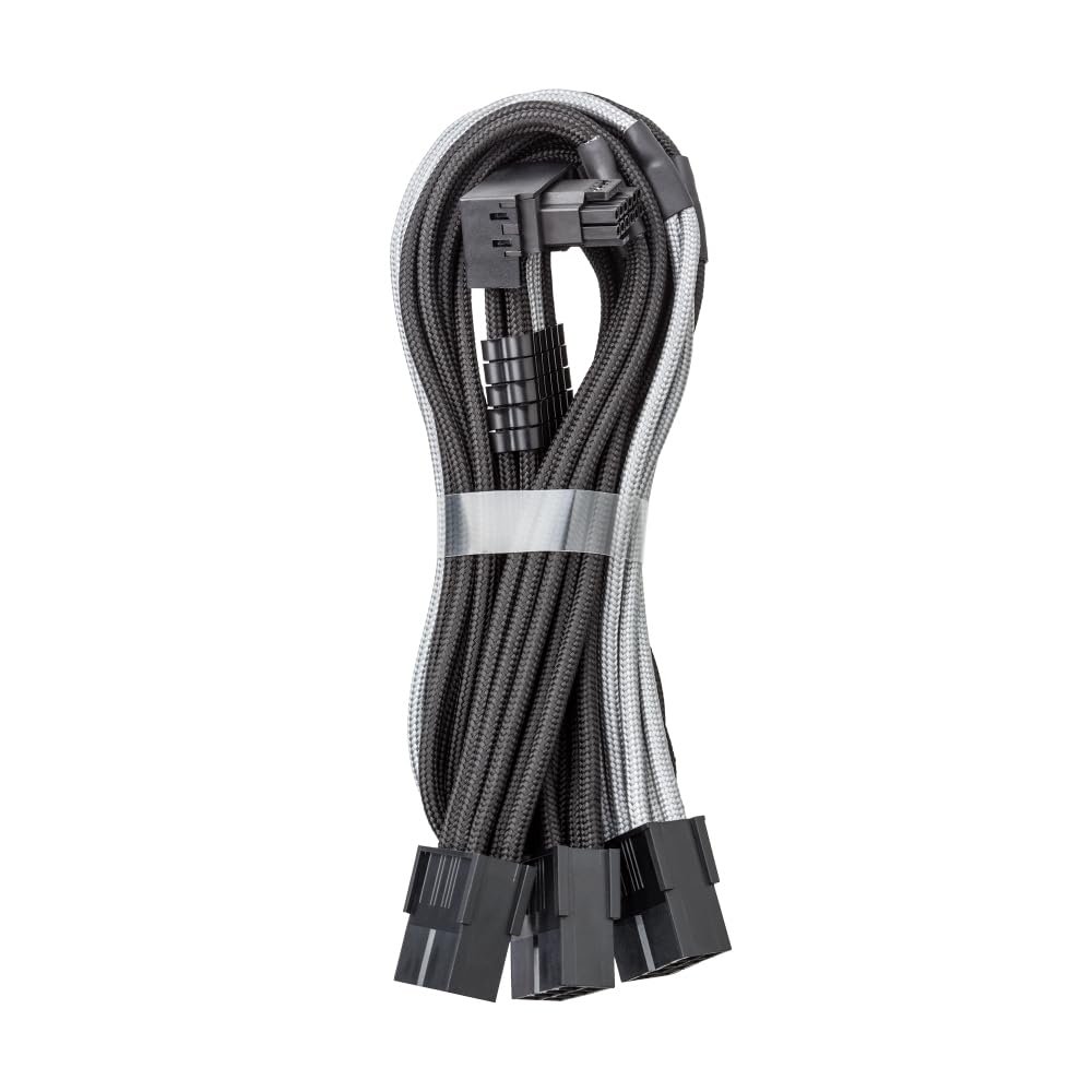 CableMod Pro ModFlex Sleeved 12V-2x6 PCIe Extension (Blk + SLV, 3x8p, 90B)