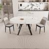 47-63" Expandable Circular Dining Tables, Equipped with 4 PU Fabric Thick Cushioned Dining Chairs and an Elegant and Spacious Dining Table, Kitchen Table and Chair, with Black Metal Legs view 1