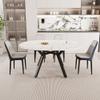 47-63" Expandable Circular Dining Tables, Equipped with 4 PU Fabric Thick Cushioned Dining Chairs and an Elegant and Spacious Dining Table, Kitchen Table and Chair, with Black Metal Legs view 2