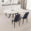 47-63" Expandable Circular Dining Tables, Equipped with 4 PU Fabric Thick Cushioned Dining Chairs and an Elegant and Spacious Dining Table, Kitchen Table and Chair, with Black Metal Legs view 3