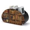 Library Bookshelf Book Remote Control Holder with 5 Compartments Modern PU Leather Nightstand Caddy Organizer Leather Control Storage TV Remote Control Organizer Box view 1