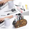 Library Bookshelf Book Remote Control Holder with 5 Compartments Modern PU Leather Nightstand Caddy Organizer Leather Control Storage TV Remote Control Organizer Box view 3