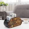 Library Bookshelf Book Remote Control Holder with 5 Compartments Modern PU Leather Nightstand Caddy Organizer Leather Control Storage TV Remote Control Organizer Box view 4