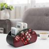 Red Dice Remote Control Holder with 5 Compartments Modern PU Leather Nightstand Caddy Organizer Leather Control Storage TV Remote Control Organizer Box view 4