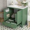 30 Inches Wide Bathroom Vanity Set, Combo Stand Storage Organization Cabinet with Square Resin Sink Top view 1
