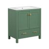 30 Inches Wide Bathroom Vanity Set, Combo Stand Storage Organization Cabinet with Square Resin Sink Top view 3