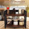 Alipis Countertop Shelf Organizer Double Kitchen Spice Rack for Efficient Storage Rustic and Design Versatile for Kitchen Bathroom and Bars view 4