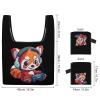 Cute Red Panda Funny Gaming Grocery Bag Reusable Shopping Bag Folding Tote Bag Carrying Pouch Fits in Pocket for Women Men view 2