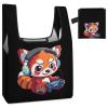 Cute Red Panda Funny Gaming Grocery Bag Reusable Shopping Bag Folding Tote Bag Carrying Pouch Fits in Pocket for Women Men view 4
