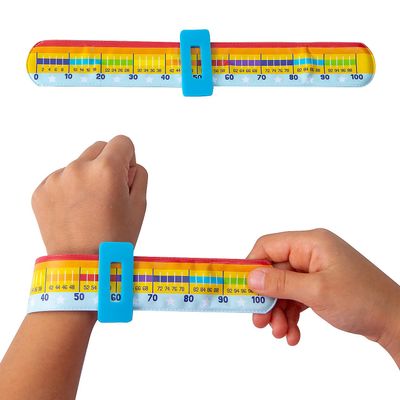 Fun Express 8 3/4" x 1 3/4" 100th Day of School Count to 100 Slap Bracelets - 24 Pieces