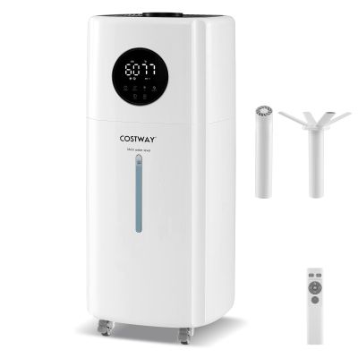 COSTWAY 21L/5.5Gal Humidifier for Large Room, Top Fill Whole House Humidifier, 3 Mist Levels, Extension Tube, 360 Nozzles & Remote Control for Bedroom, Plants