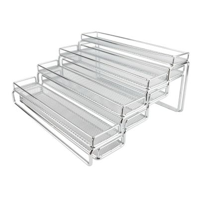 FILFEEL Expandable Seasoning Rack Organizer, 4 Tier Seasoning Rack with Thicker Metal, Wider Wire Racks, Adjustable Shelf Length from 12-23in, Easy Assembly
