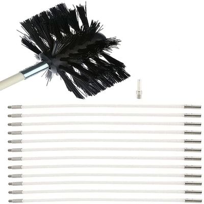 LIYUN Chimney Sweep kit Chimney Cleaning Kit Chimney Brush, Chimney Sweep Kit and Chimney Cleaning Logs Fireplace Tools Set with(12 Rods,610mm)