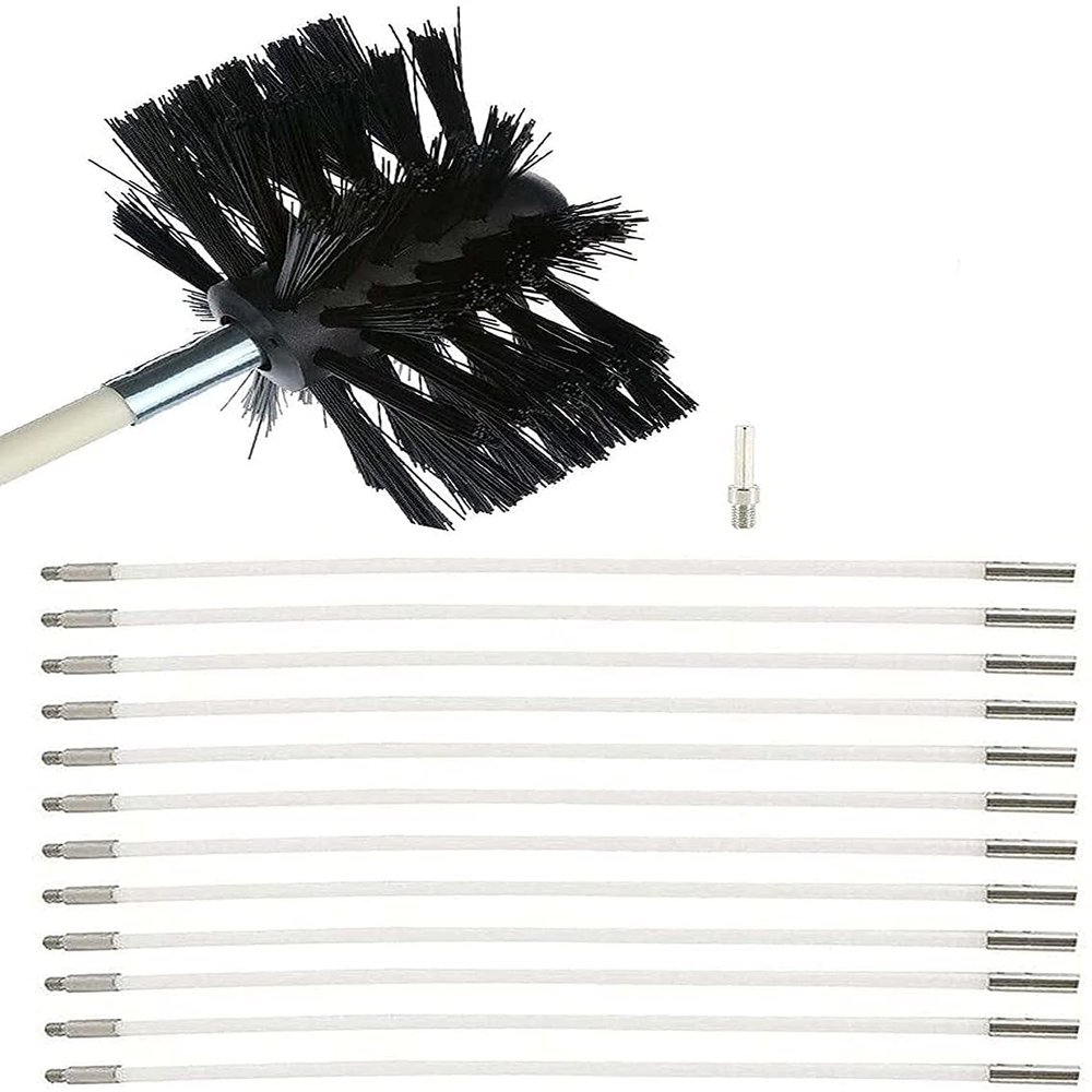 LIYUN Chimney Sweep kit Chimney Cleaning Kit Chimney Brush, Chimney Sweep Kit and Chimney Cleaning Logs Fireplace Tools Set with(12 Rods,610mm)