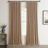 100% Blackout Curtain 108 Inch Length 2 Panel Faux Linen Modern Elegant Boho Farmhouse Living Room Darkening Curtain for Bedroom Window Black Out Drapes for Sliding Glass Door Back Tab 52x108 Tan view 1