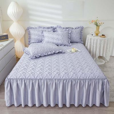 Ruffle Bedspread Sheet, Ruffle Bedskirt, Bed Skirt Full Size, Twin Ruffle Skirt Bedspread, Bed Skirt Fitted Sheet, Ruffle Skirt Bedspread Set, with 2 Pillow Shams, Ultra-Soft Bedding(E,180x200CM/71x79