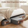 6 Pack Bed Sheet Organizers and Storage, (King & Queen Size) Sheet Organizer for Linen Closet, Foldable Bedding Storage Box with Window for Bedsheets, Duvet Cover and Pillowcase (Dark Grey 6 Pack) view 3