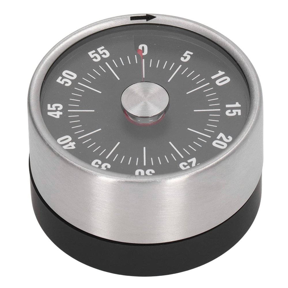 Pilipane Mechanical Timer with Magnetic Base 60 Minute Countdown Visual Timer for Cooking Baking and Time Management Stainless Steel Frame with Clear Alarm Sound (Black)