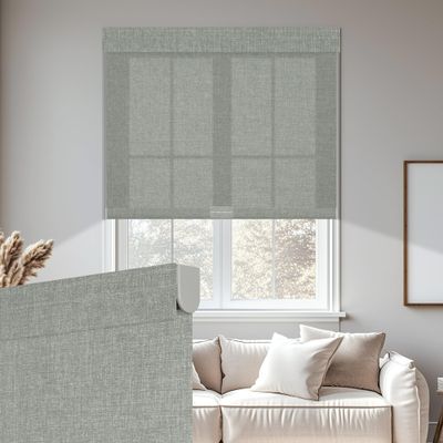 MoDanCeQ Light Filtering Roller Shades for Windows - Cordless Linen Fabric Roller Blinds, Thermal Insulated, UV Protection, for Home, Office, Bedroom, Light Filtering- Grey, 28" W x 56" H