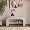 2-Tier End of Bed Bench with Leather Padded Seat Entryway Hallway Shoe Bench Window Bench for Front Door Dining Room Bathroom Shoe Organizer Bench view 4
