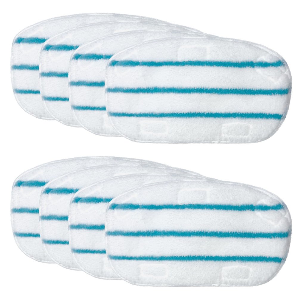 Steam Mop Pads Compatible with PurSteam ThermaPro 10-in-1 and ThermaPro 211 Steam Mop Cleaner Microfiber Pur steam Mop Replacement Pads (Blue and White-8pcs)