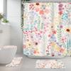 Pink Girls Floral Cute Non-Slip 4Pcs Bathroom Shower Curtain Set with Rugs view 1