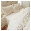 4pcs Princess Style Velvet Bedding Sets Cotton Warm Bed Linens Full Queen King Lace Flower Duvet Cover+Bed Skirt+Pillowcases,Bed view 3
