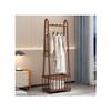Coat and Hat Hanger, Solid Wood Floor-Standing Coat Rack Clothes Hanger Multifunctional Removable Clothes Rack with Storage Basket,Organizer Rack(Walnut,Large) view 1