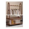 Coat and Hat Hanger, Solid Wood Floor-Standing Coat Rack Clothes Hanger Multifunctional Removable Clothes Rack with Storage Basket,Organizer Rack(Walnut,Large) view 3