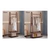 Coat and Hat Hanger, Solid Wood Floor-Standing Coat Rack Clothes Hanger Multifunctional Removable Clothes Rack with Storage Basket,Organizer Rack(Walnut,Large) view 4