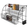 LYNICESHOP 3 Layers Pull Down Spice Rack, Metal Spice Organizer Pull Out Metal Cabinet Organizer Kitchen Stand Organizer Iron Retractable Kitchen Storage Shelf Organizer for Kitchen Cabinet Pantry view 1