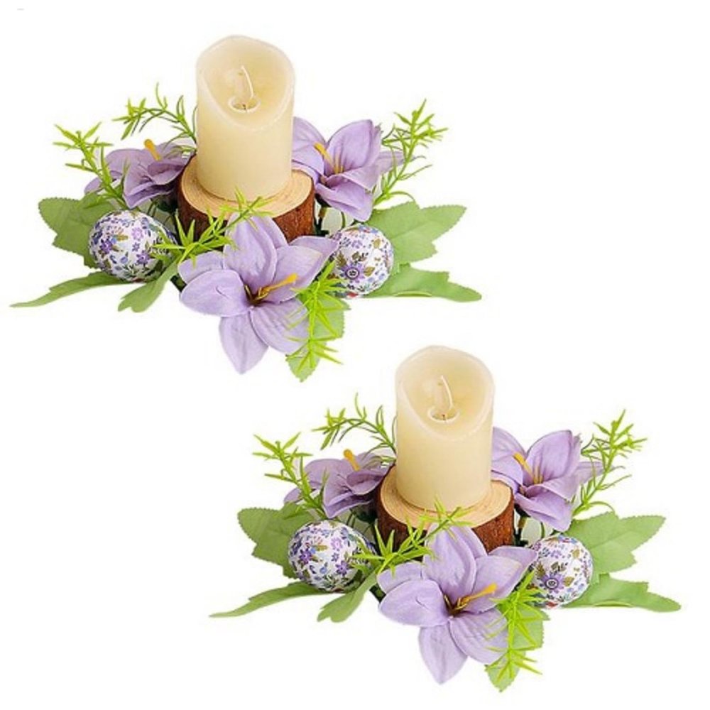 2Pack Candle Wreath Rings, Easter Egg Candle Rings Wreaths, Spring Candle Rings, Artificial Easter Candle Rings Wreaths, Farmhouse Candle Wreaths, Easter Centerpiece Table Decorations