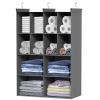4 Tier Hanging Closet Organizer, 12 Compartments Dual Row Storage, Grey view 1